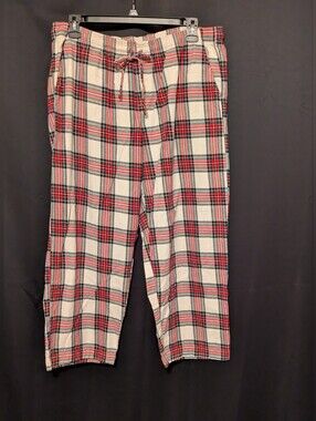 GAP Woman's Red and White Plaid Drawstring Lounge Pants Size XXL